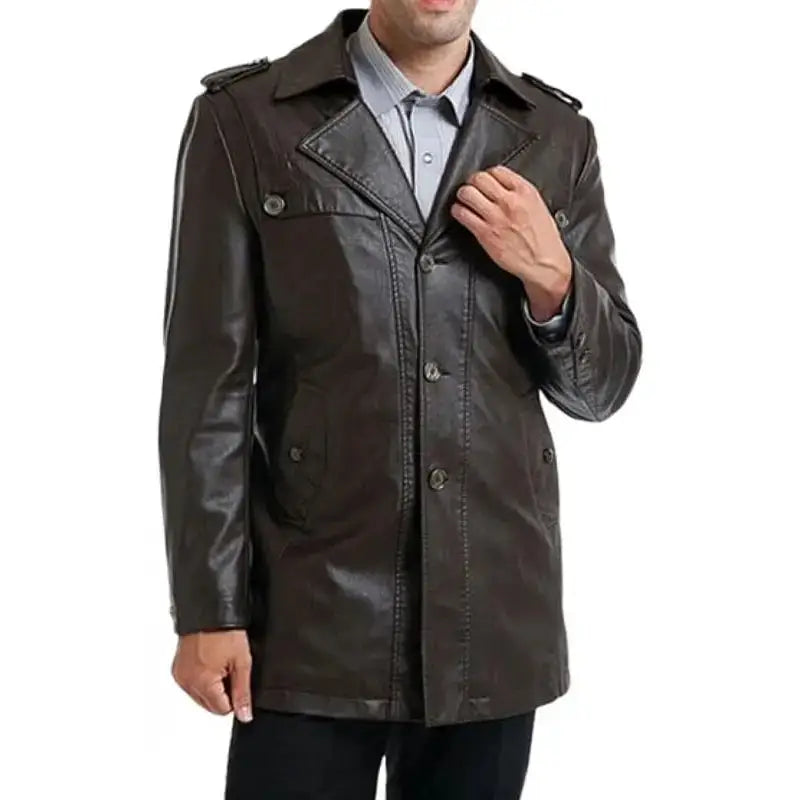 Men’s Black Motorcycle Leather Coat-1