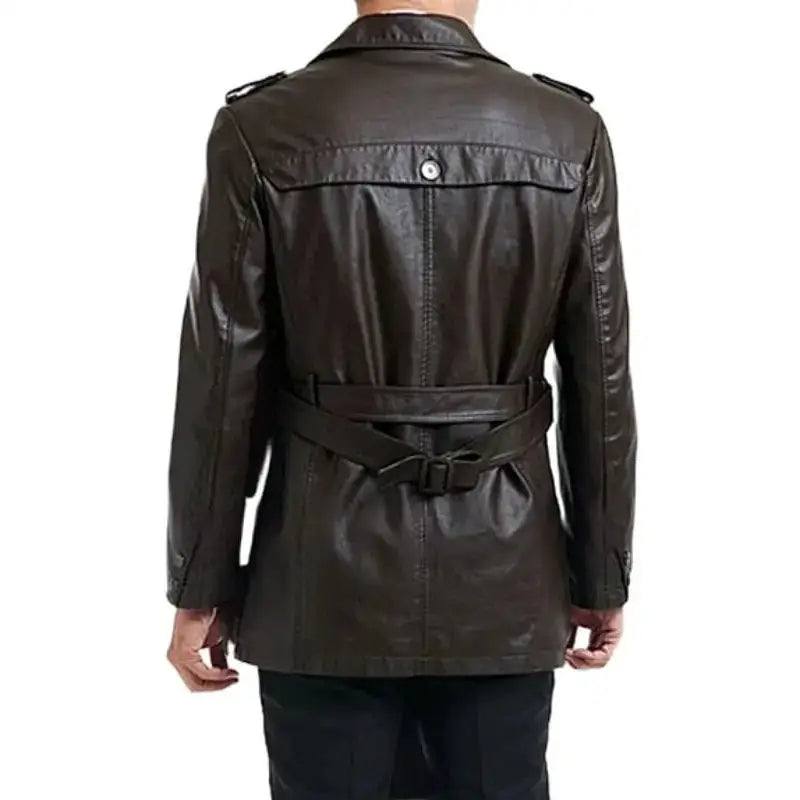 Men’s Black Motorcycle Leather Coat-3