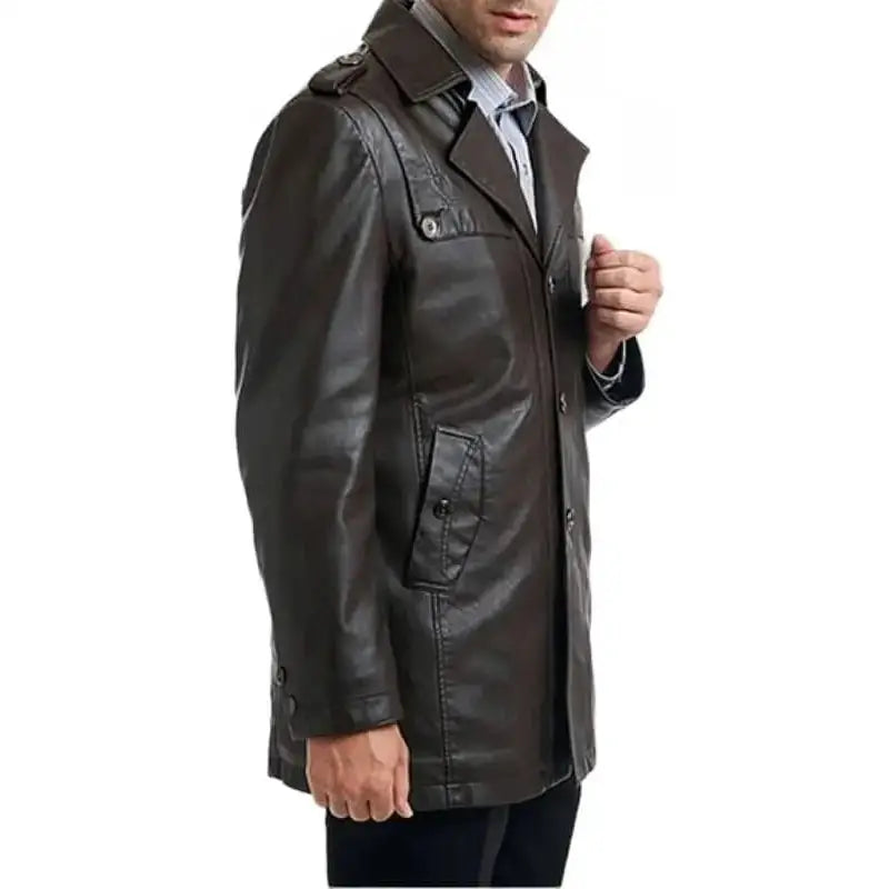 Men’s Black Motorcycle Leather Coat-2