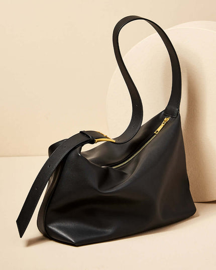 Sleek Retro Leather Tote Bag-2