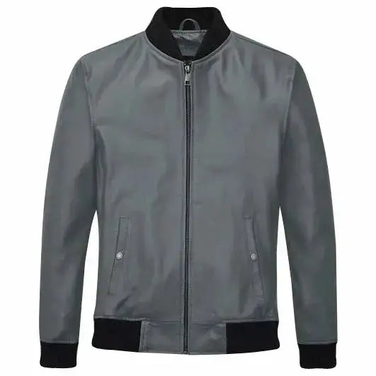 Men’s Soft Gray Sherpa Leather Jacket – Tom Cruise Style-0