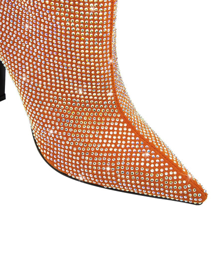 Sparkly Crystal Embellished Pointed Toe Knee High Boots-2