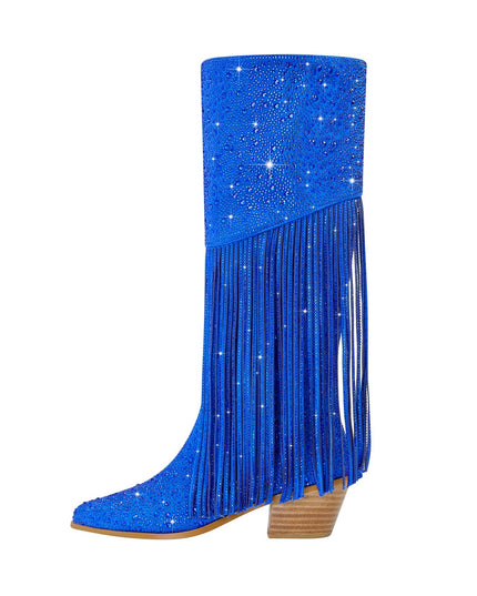 Sparkly Fringe Knee High Boots-0