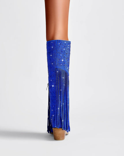 Sparkly Fringe Knee High Boots-2