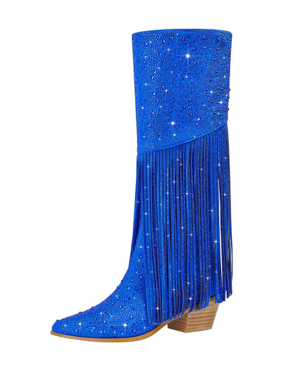 Sparkly Fringe Knee High Boots-3