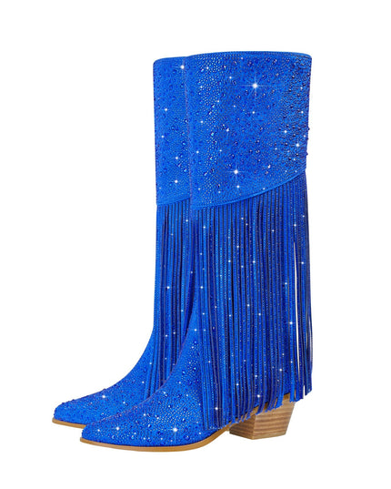 Sparkly Fringe Knee High Boots-4