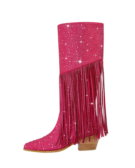Sparkly Fringe Knee High Boots-6