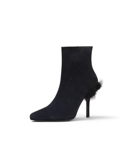 Stiletto Ankle Boots with Faux Fur Heel Accent-1