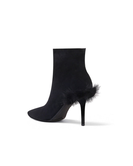 Stiletto Ankle Boots with Faux Fur Heel Accent-3