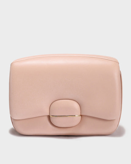 Structured Buckle Leather Shoulder Bag-5