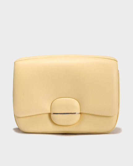 Structured Buckle Leather Shoulder Bag-7