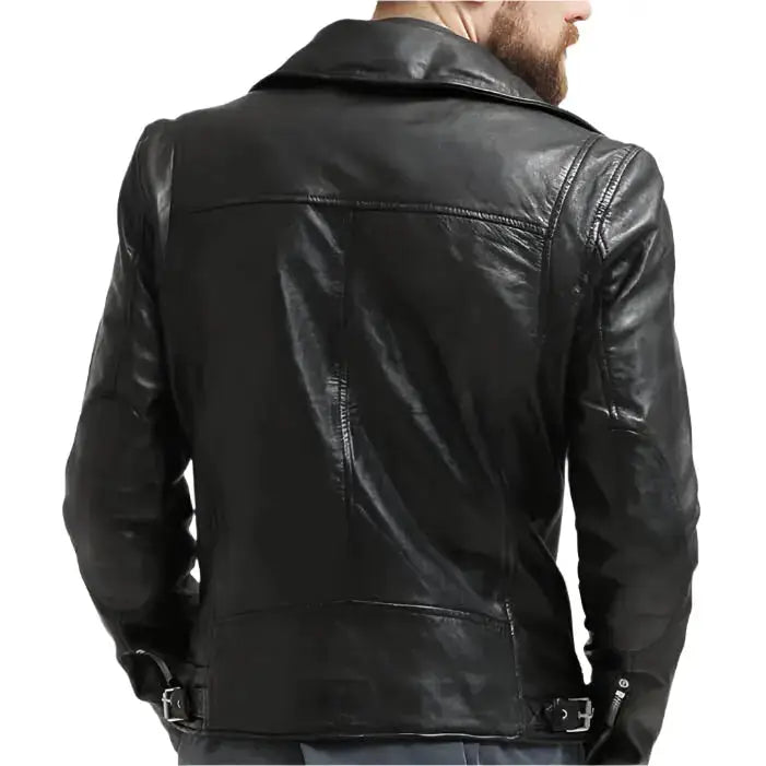 Men’s Black Leather Motorcycle Jacket-1