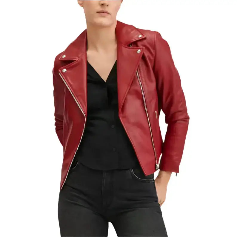 Women’s Burgundy Leather Jacket-2