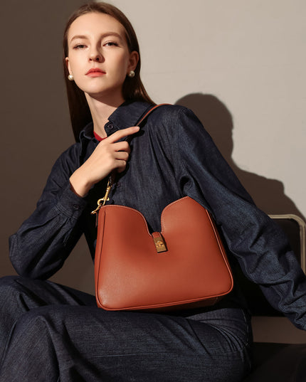 Stylish Scallop Leather Tote Bag-3