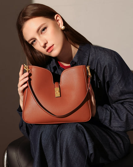 Stylish Scallop Leather Tote Bag-4