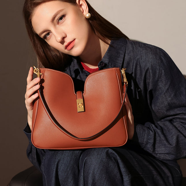 Stylish Scallop Leather Tote Bag-4