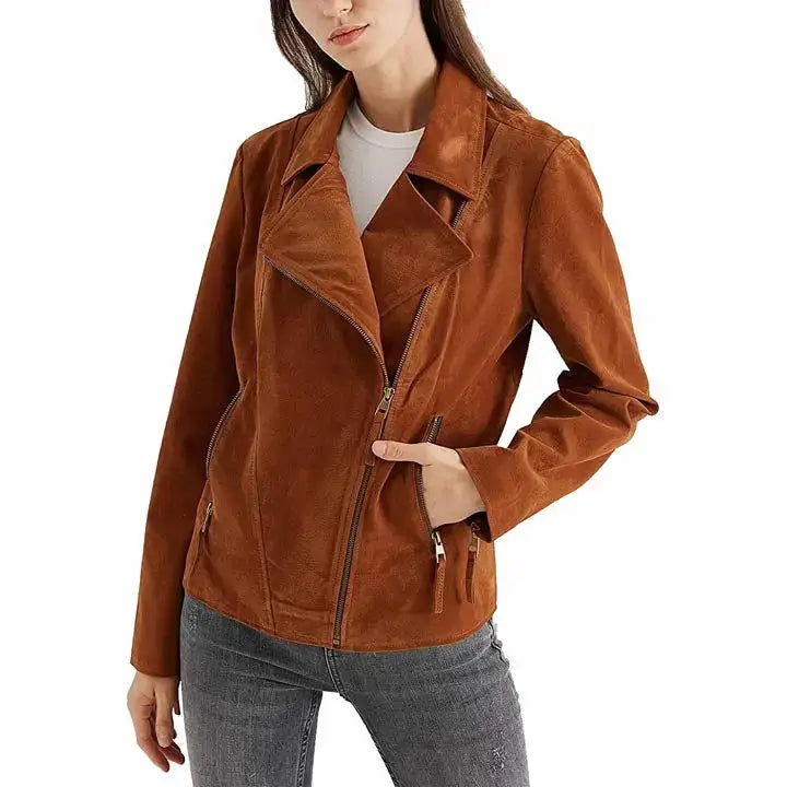 Women’s Goatskin Suede Leather Jacket-0