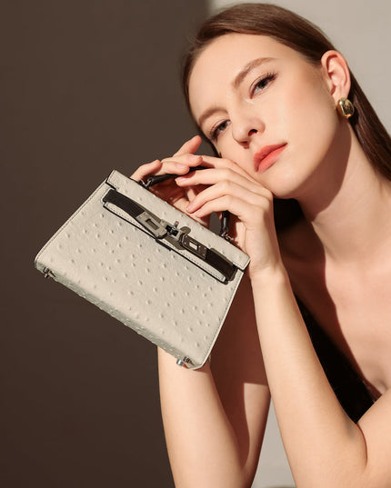 Swift Textured Leather Structured Top Handle Bag-3