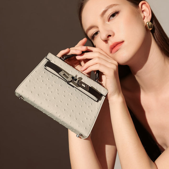 Swift Textured Leather Structured Top Handle Bag-3