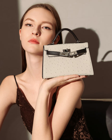 Swift Textured Leather Structured Top Handle Bag-4