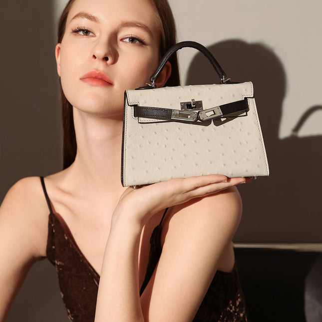 Swift Textured Leather Structured Top Handle Bag-4