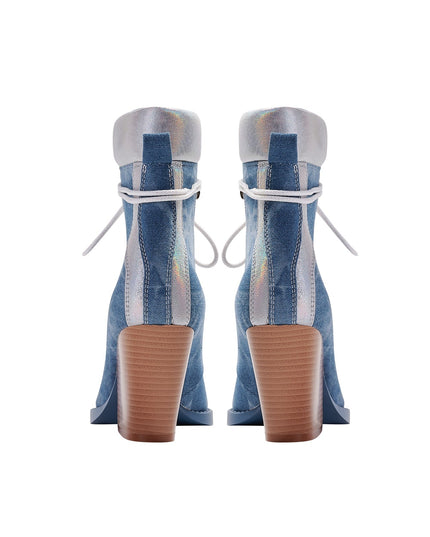 Texas Denim Lace Up Ankle Boots-3