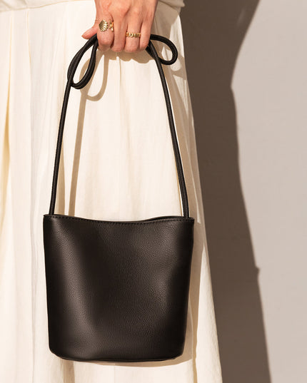 Thin Strap Waterproof Leather Bucket Bag-0