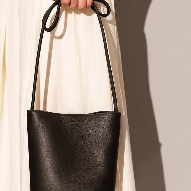 Thin Strap Waterproof Leather Bucket Bag-0
