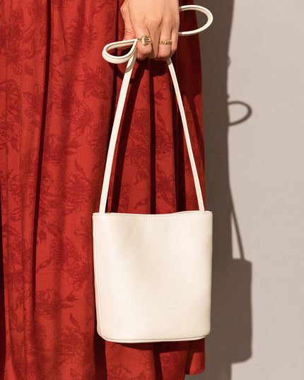 Thin Strap Waterproof Leather Bucket Bag-5