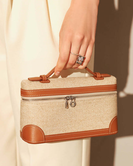 Traveler's Top-Handle Rectangle Box Mini Make Up Bag-3