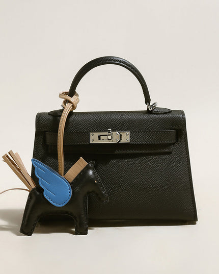 Trendy Petite Top Handle Bag with a Horse Charm-0