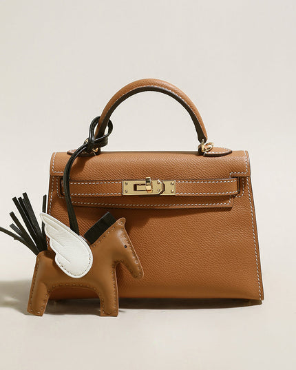Trendy Petite Top Handle Bag with a Horse Charm-2