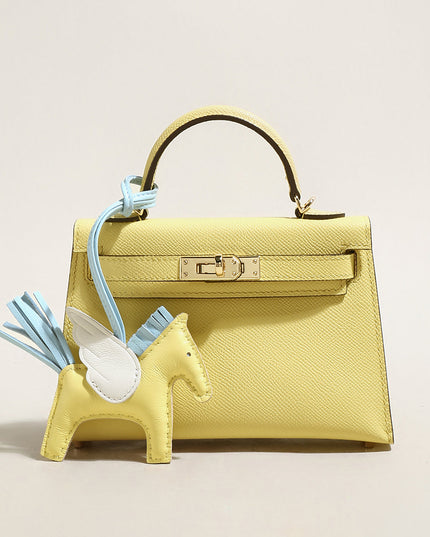 Trendy Petite Top Handle Bag with a Horse Charm-7