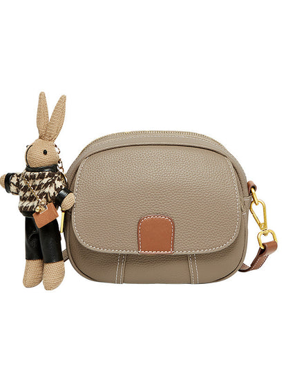Trendy Rabbit Charm Round Leather Bag-5