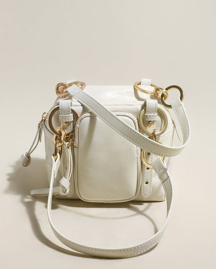 Two Way Shiny Wrinkled Leather Shoulder Bag-6
