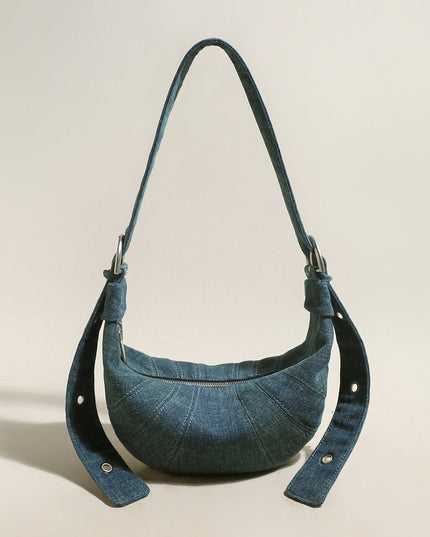 Understated Denim Croissant Mini Shoulder Bag-0