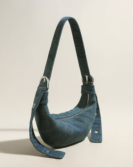 Understated Denim Croissant Mini Shoulder Bag-1