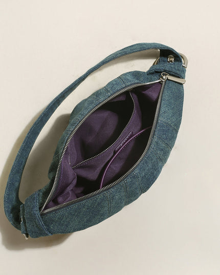 Understated Denim Croissant Mini Shoulder Bag-2