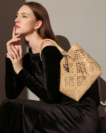 Venetian Perforated Leather Tote Bag-1