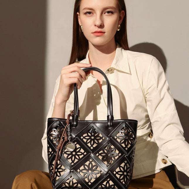 Venetian Perforated Leather Tote Bag-2