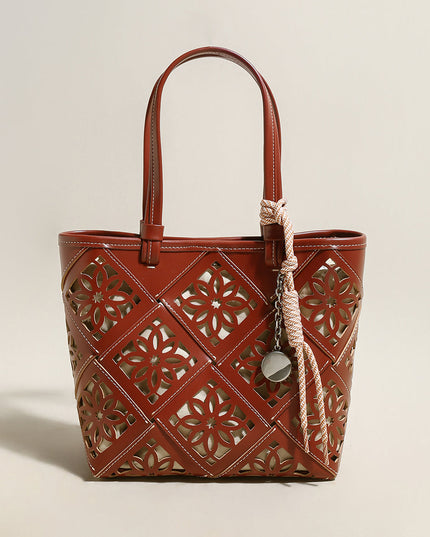 Venetian Perforated Leather Tote Bag-4