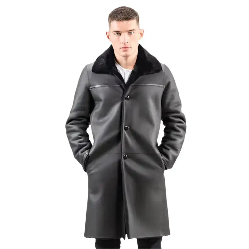 Men’s Versatile Black Reversible Sheepskin Coat-0