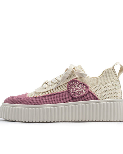 Versatile Round Toe Thick Soled Casual Sneakers-9