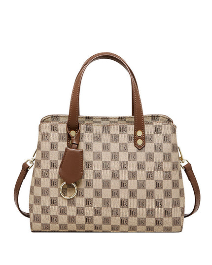 Vintage Checkered Large Capacity Shoulder Bag-0