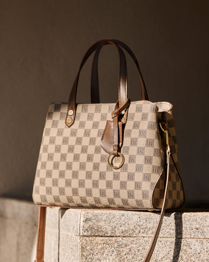 Vintage Checkered Large Capacity Shoulder Bag-2
