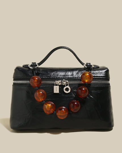 Vintage Vanity Shoulder Bag with Resin Bead Strap-0