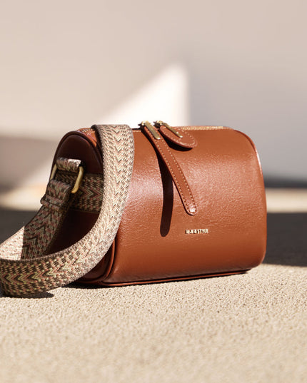 Vintage Wide Strap Brown Boston Bag-1
