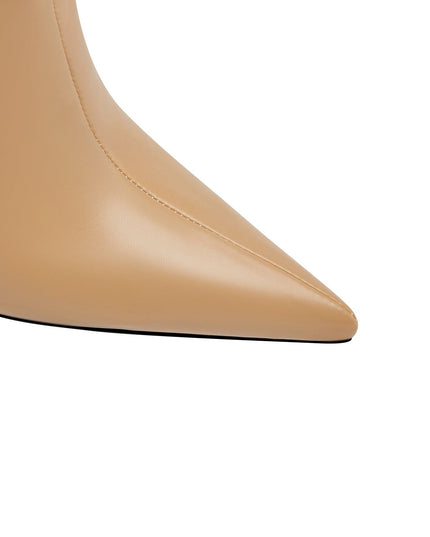 Wave Mesh Pointed Toe Leather Knee High Boots-3