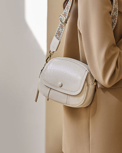 White Stitch Saddle Shoulder Bag-1