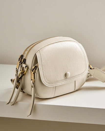White Stitch Saddle Shoulder Bag-2